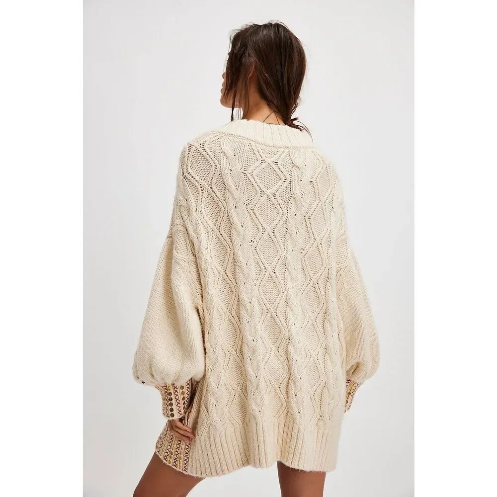 Free People Gilded Cable Embellished Jumper $269 - Picture 5 of 9